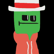 a cartoon character wearing a red and white top hat