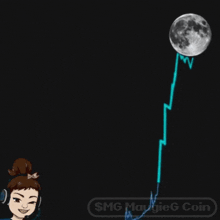 a cartoon of a girl on a rocket with a banner that says smg on it