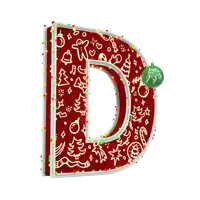 the letter d is decorated with christmas decorations and candy canes
