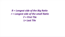 a white background with purple writing that says r = longest side of the big ratio