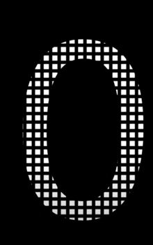 the letter o is cut out of a black and white checkered pattern