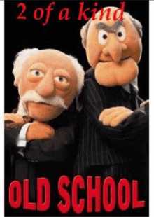 two muppets standing next to each other with the words " 2 of a kind old school "