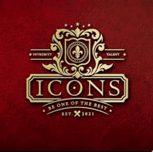 a logo that says icons be one of the best on a red background