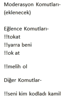 a list of words in a foreign language including moderatyon komutlari