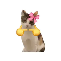 a cat with a pink bow on its head is pointing at the camera