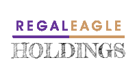 a logo for regaleagle holdings with purple and gold