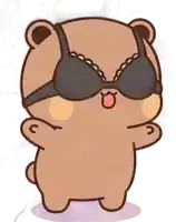 a cartoon teddy bear wearing a bra and sunglasses
