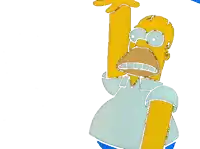 a cartoon of homer simpson waving his hand in the air