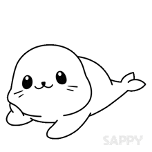 a black and white drawing of a seal on a white background