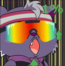 a cartoon of a cat wearing a headband and sunglasses that say viper