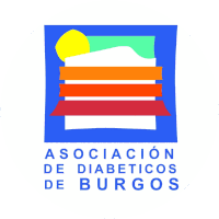 a logo for asociacion de diabeticos de burgos with a mountain in the background