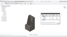 a computer screen shows a drawing of a box and a window showing the properties