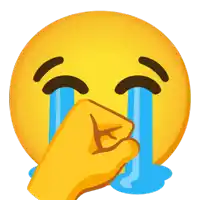 a yellow face with tears coming out of it