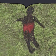 a silhouette of a person in a red shirt laying in the grass .