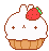 a pixel art cupcake with whipped cream and a strawberry on top .