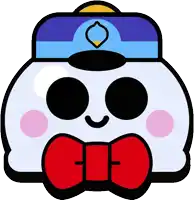 a cartoon character with a red bow tie and a hat