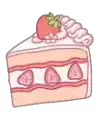 a slice of strawberry cake with strawberries on top .