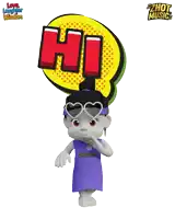 a cartoon character is wearing sunglasses and a purple shirt that says photon
