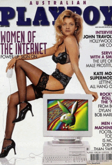 a woman in lingerie is on the cover of the australian playboy magazine