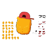 a cartoon drawing of a chicken nugget wearing a red baseball cap