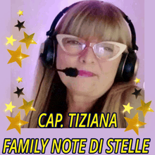 a picture of a woman wearing headphones with the caption cap. tiziana
