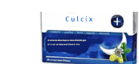 a blue and white box of culcix with a crescent moon on the front