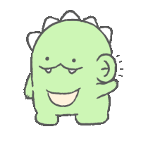 a cartoon drawing of a green monster with a smile on his face