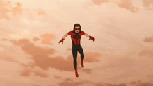 a cartoon of a man carrying a superhero in the air