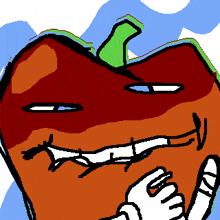 a drawing of an apple with a thumbs up