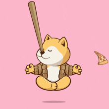 a cartoon dog with a baseball bat sticking out of its nose