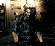 a man wearing glasses and a military uniform stands in front of a door that says ' a '