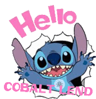 a picture of stitch says hello cobalt land