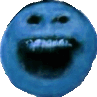 a blue smiley face with braces on it