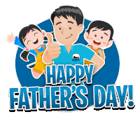 a happy father 's day greeting card with a man and two children