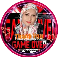 a woman in a hijab is in a circle that says game over on it