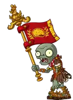 a cartoon of a zombie holding a flag with the word plants on it