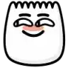 a cartoon drawing of a marshmallow with a smiling face and a mustache .