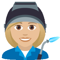 an illustration of a woman wearing a welding helmet