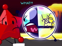 a cartoon drawing of a red star and a white ball with the words what written above them