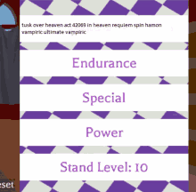 a purple and white checkered background with the words endurance special and power on it