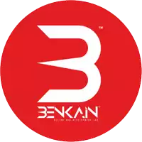 a red circle with benkain design and development lab on it