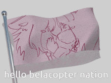 a pink flag with the words hello belacopter nation on the bottom