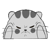 a cartoon drawing of a cat with an angry face