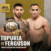 a poster for the ufc world lightweight championship shows two men standing next to each other