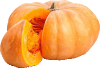 a large orange pumpkin with a slice cut out of it