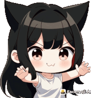 a picture of a girl with a cat ear and the words facemoji ai below it