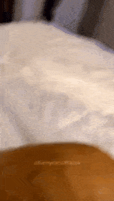 a person is laying on a bed with a white blanket .