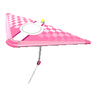 a pink umbrella with a yellow light on top of it