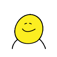 a cartoon drawing of a yellow smiley face with a black outline .