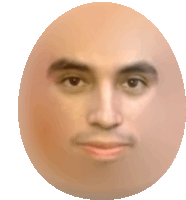 an egg with a man 's face in it